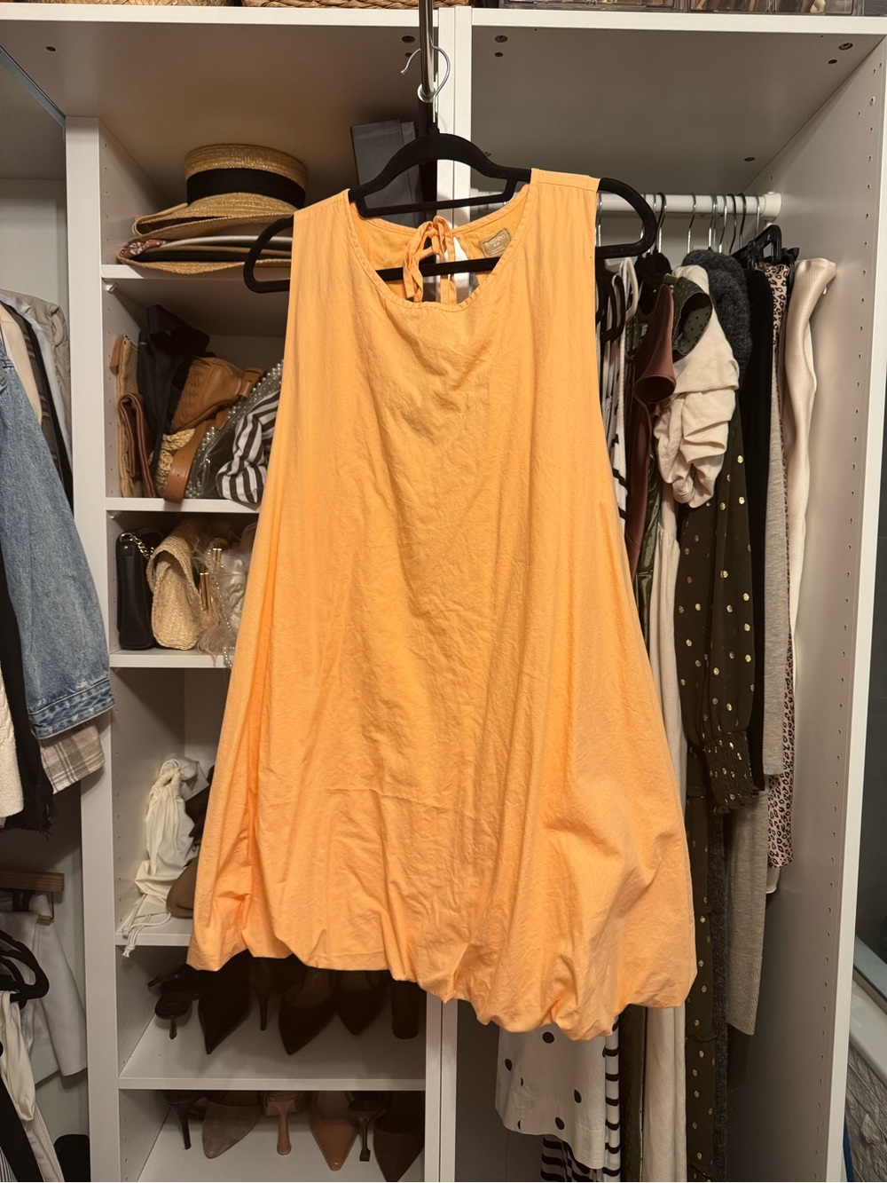 Free People Peach Sleeveless Bubble-Hem Tunic Dress